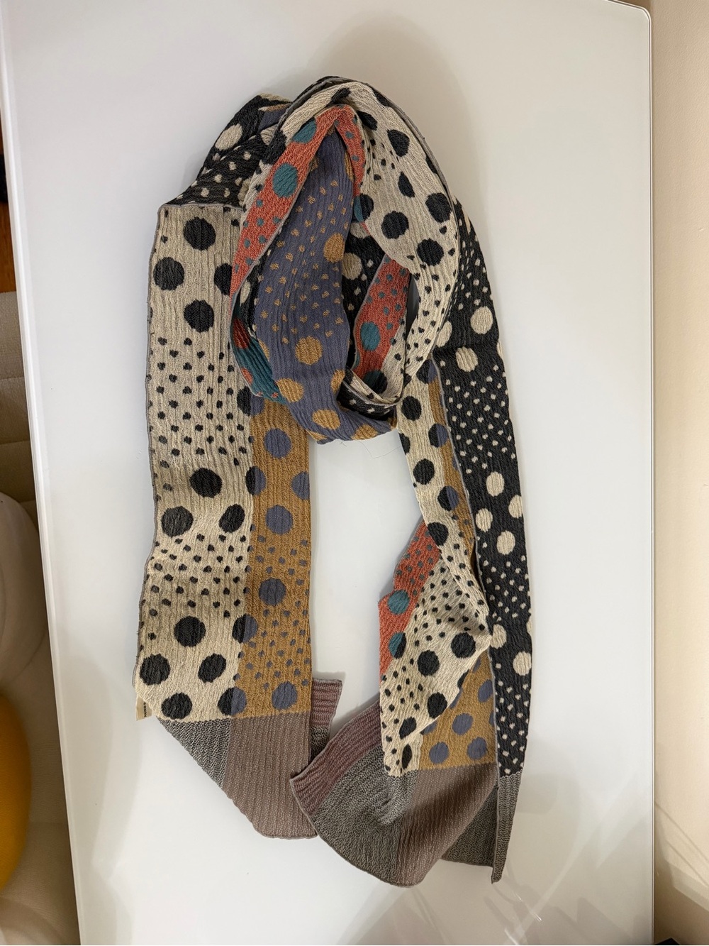 Polka Dot Multi-Color Knit Scarf - Neutral & Accent Hues